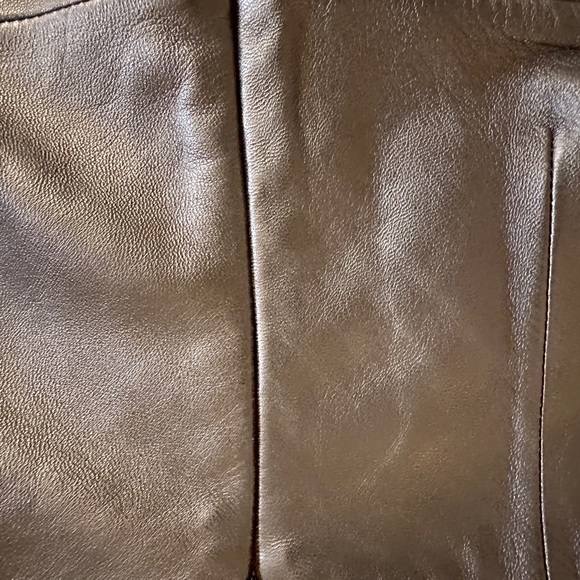 Cefinn leather midi skirt. Size 2 black with burgundy liner - Picture 4 of 5